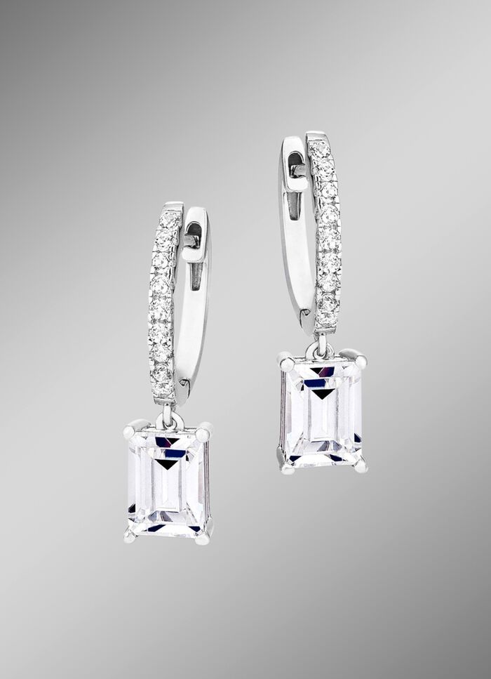 Klappcreolen aus Silber 925/- fein mit synth. Zirkonia 