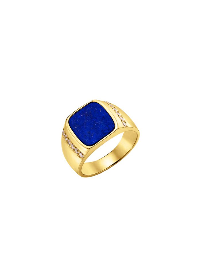 Herrenring mit Lapislazuli und Zirkonia 