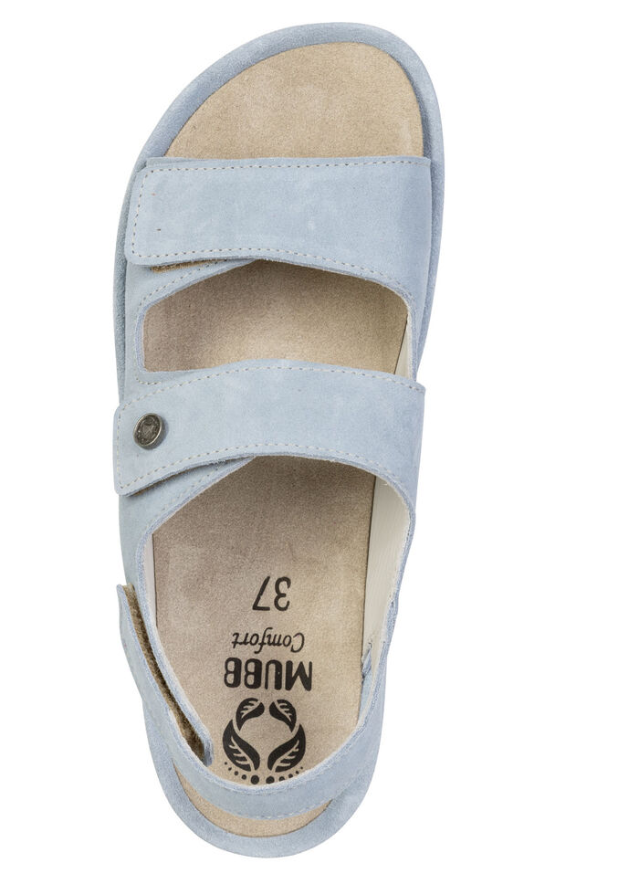 Mubb, bequeme Damen-Sandalen, Weite H, mit herausnehmbarem Fu&szlig;bett BLEU
