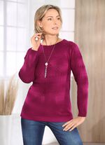 Pullover mit aufwendiger Rundpasse MAGENTA