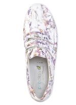 Waldl&auml;ufer, bequeme Damen-Slipper, Weite H, mit herausnehmbarem Fu&szlig;bett WEISS-BUNT