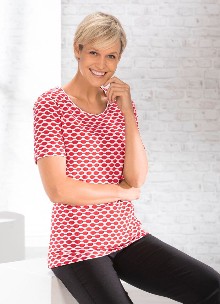 Shirt mit interessanter zweifarbiger Struktur in 2 Farben ROT-WEISS