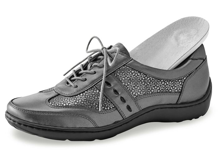 Waldläufer, bequeme Damen-Schnürschuhe, Weite H, mit herausnehmbarem Fußbett ALTSILBER
