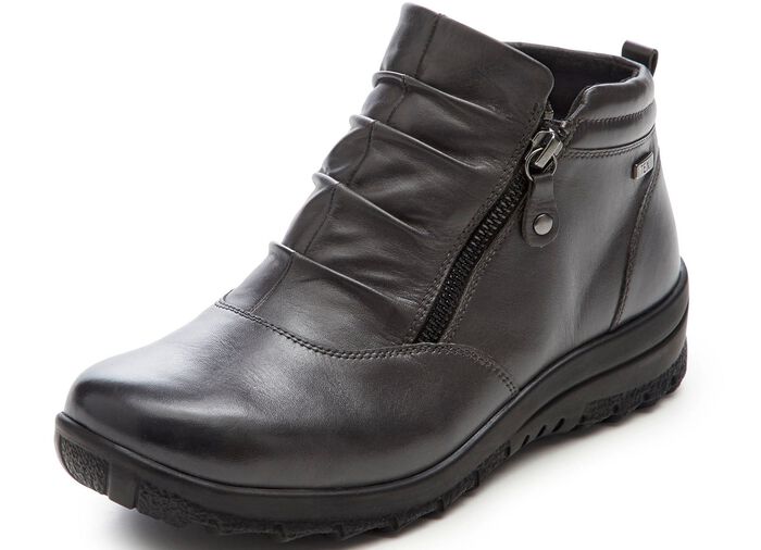 ELENA EDEN, gef&uuml;tterte Damen-Boots, Winterschuhe, Weite H, mit Rei&szlig;verschluss GRAU