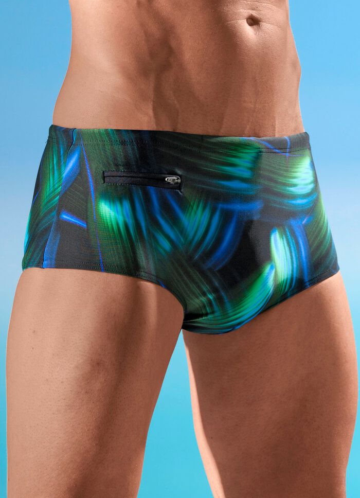 Schwab Badehose in h&ouml;herer Slipform, allover dessiniert 