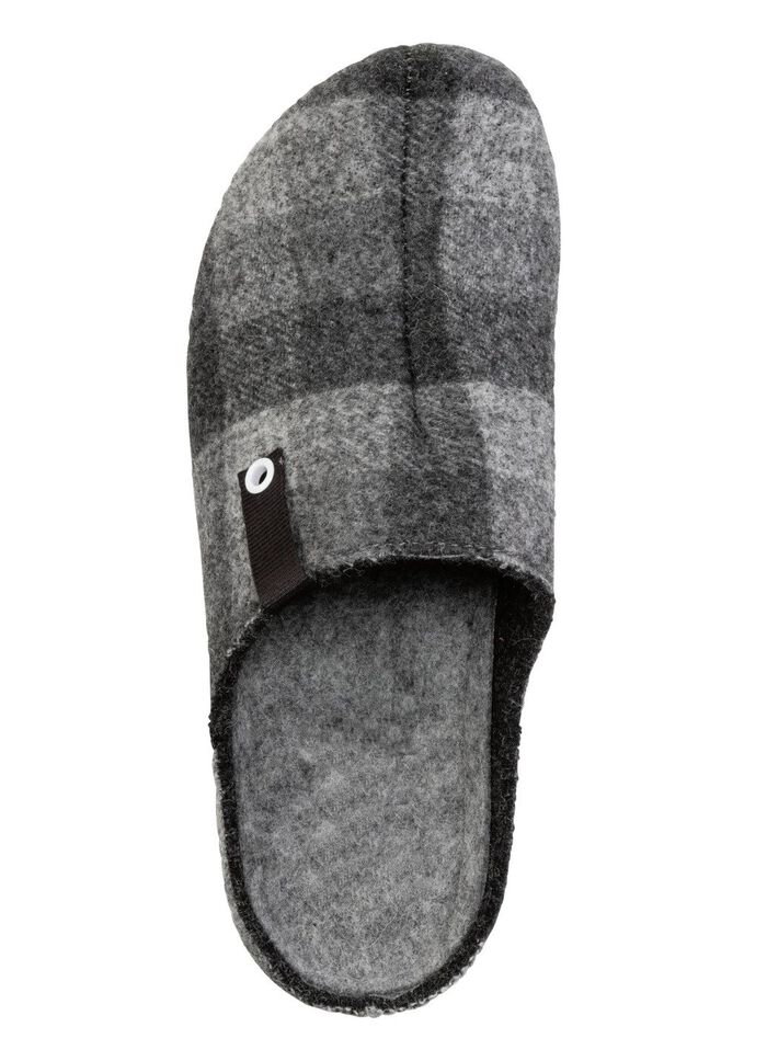 Laurina Pantoffel aus kariertem Textilmaterial GRAU