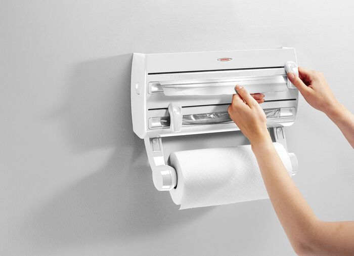 Leifheit Wandrollenhalter mit Abstellfl&auml;che f&uuml;r Gew&uuml;rze 