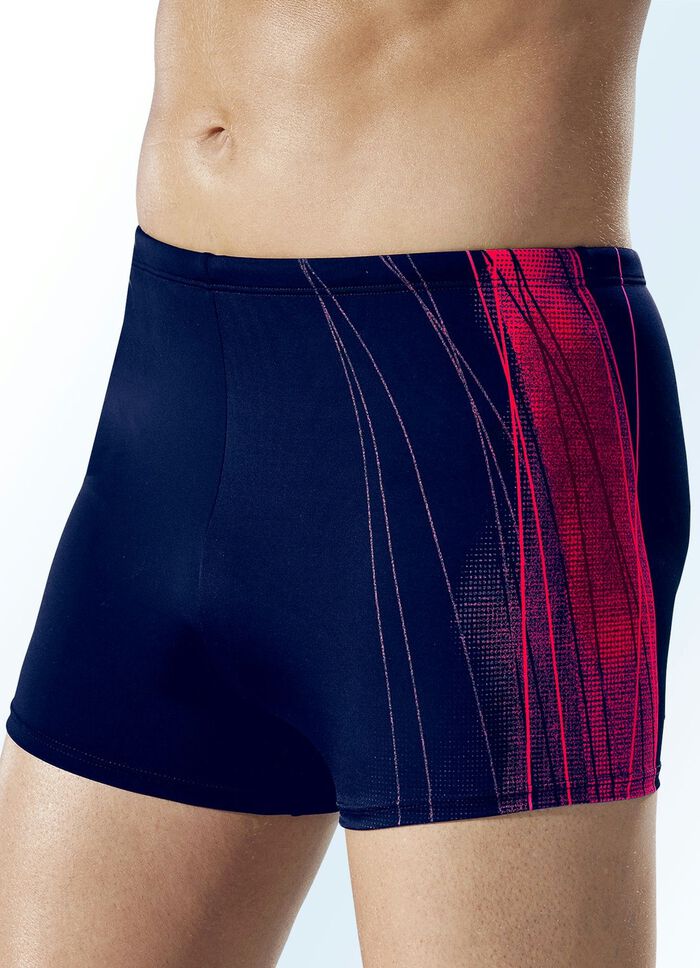 Naturana Badehose in h&ouml;herer Kastenform mit seitlichem Druckdessin 