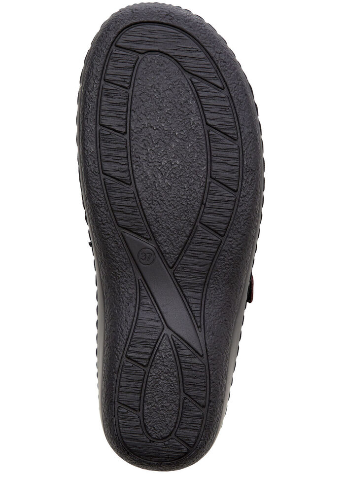 ELENA EDEN, bequeme Damen-Pantoletten, Weite H, mt herausnehmbarem Fußbett SCHWARZ-BORDEAUX