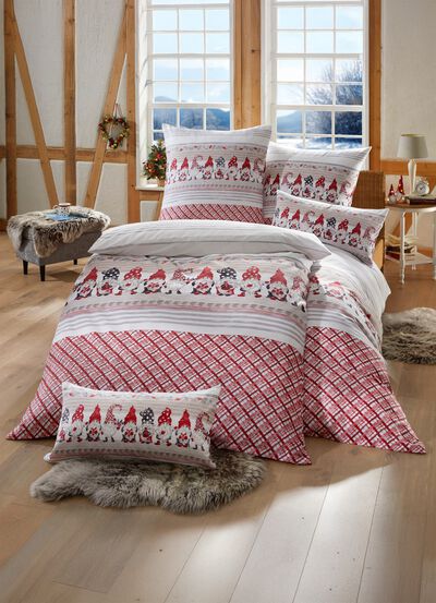 Flanell-Bettwäsche-Garnitur mit Reißverschluss 