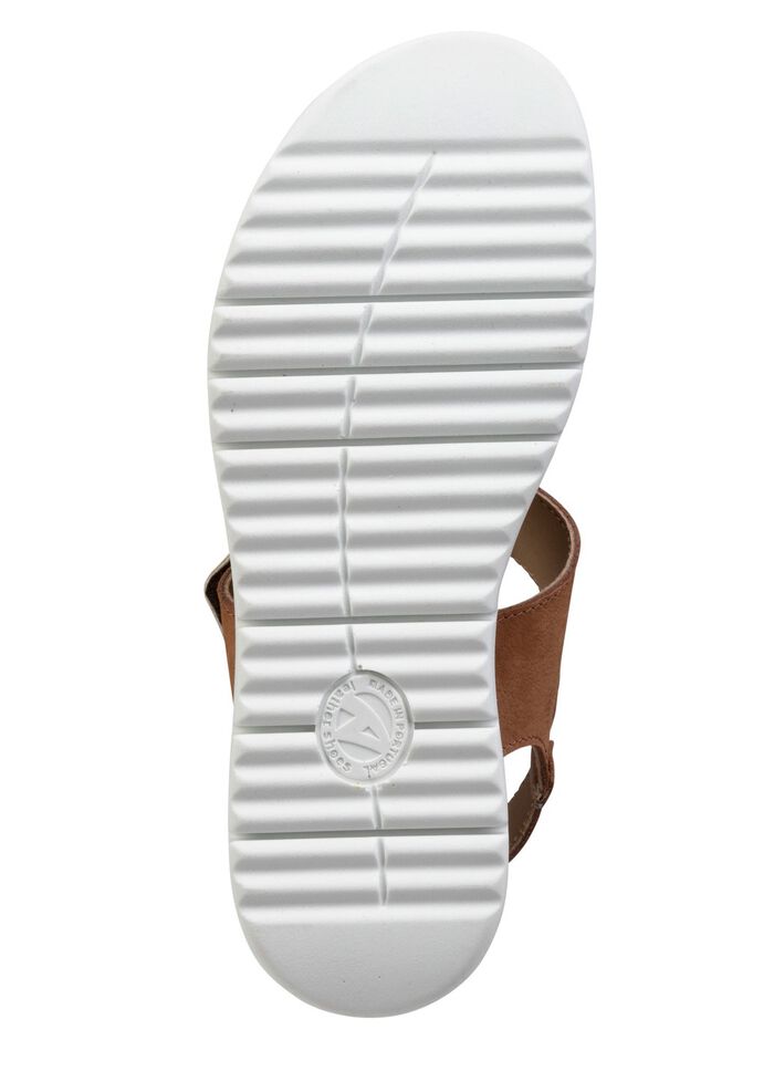 ELENA EDEN, bequeme Damen-Sandalen, Weite H, mit herausnehmbarem Fu&szlig;bett COGNAC