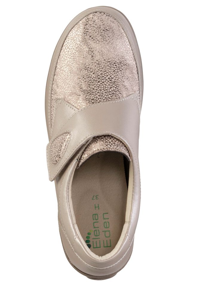 ELENA EDEN Klettschuh aus schimmerndem Nappaleder BEIGE