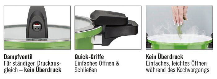 Energiespartopf mit Niedrigdruck-Schnellkochtopfdeckel 