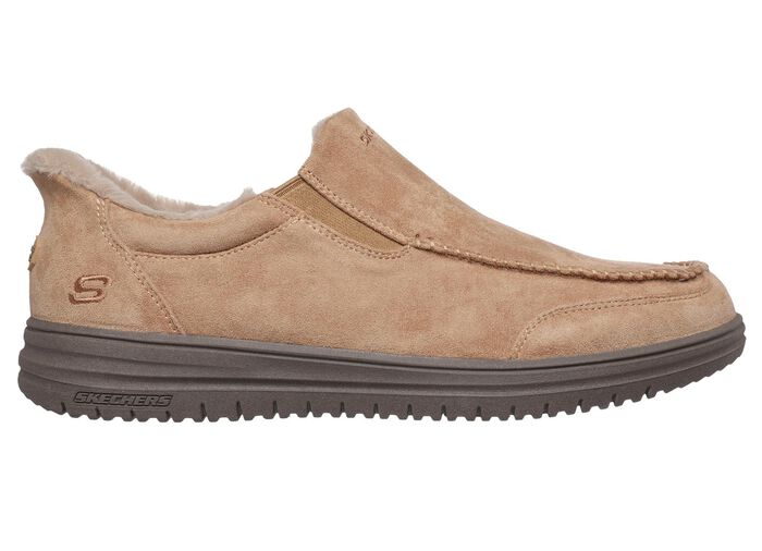 SKECHERS, bequeme Herren-Slipper, mit geformter Slip-Ins Fersenplatte CAMEL
