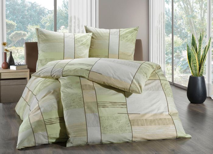 Bettw&auml;sche-Garnitur mit Rei&szlig;verschluss GR&Uuml;N