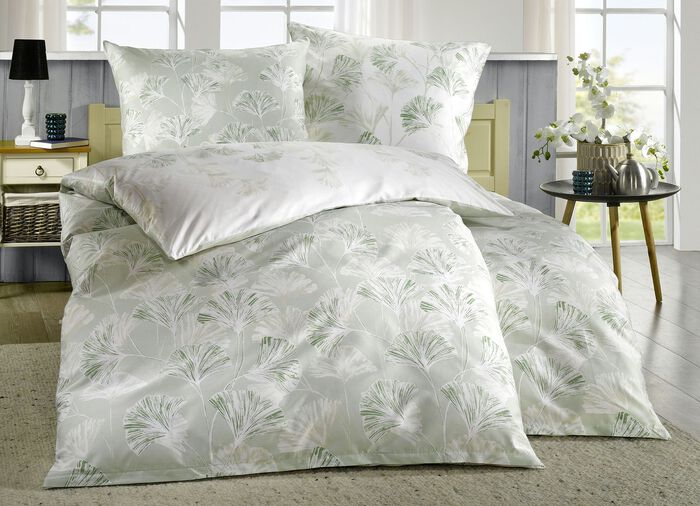 Feinbiber Bettw&auml;schegarnitur aus dem Hause Biberna GR&Uuml;N