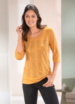 Shirt mit kontrastfarbenen Zierpl&auml;ttchen in 2 Farben MAISGELB