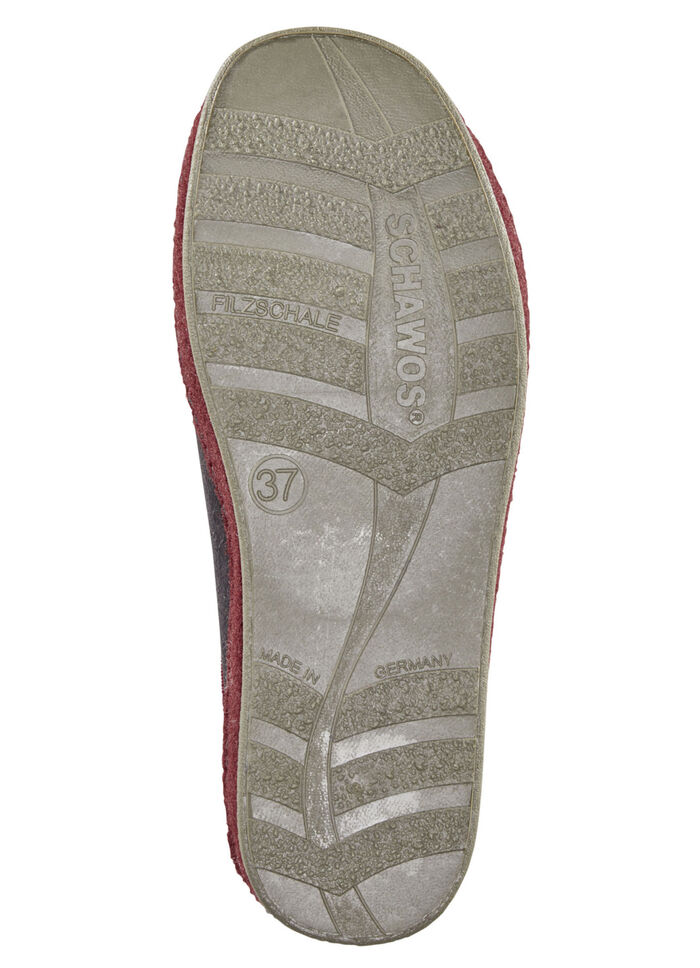 Atmungsaktive Damen-Hauschuhe, mit Gummizug SCHWARZ-BORDEAUX