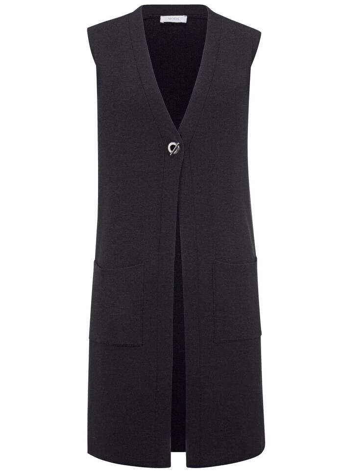 Strickweste mit dekorativem Verschluss SCHWARZ