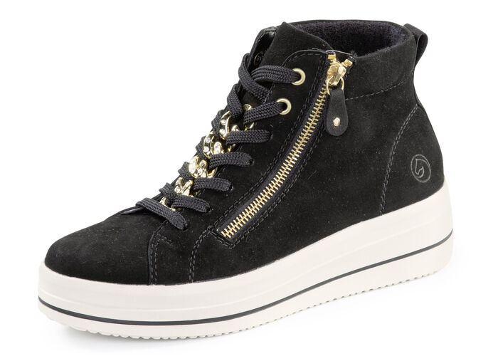 Remonte Bootie mit funkelnder Zierkette an der Schnürung SCHWARZ