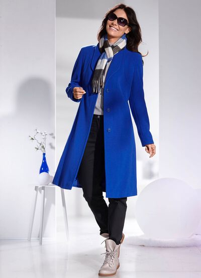 Mantel mit elegant verdeckter Knopfleiste 