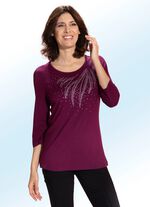 Shirt mit schm&uuml;ckender Steinzier in 2 Farben BEERE