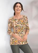 Shirt mit 3/4-langen Ärmeln BEIGE-BRAUN-GRÜN
