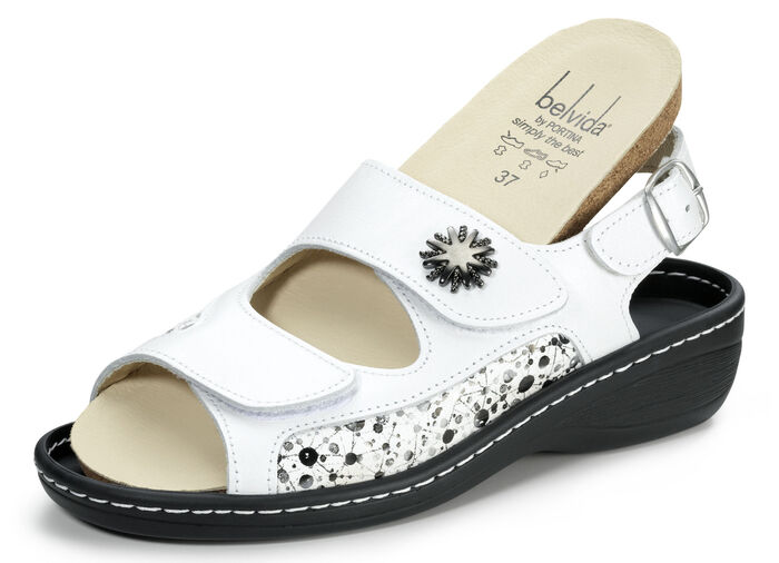 ELENA EDEN, bequeme Damen-Sandalen, Weite H, mit herausnehmbarem Fußbett WEISS