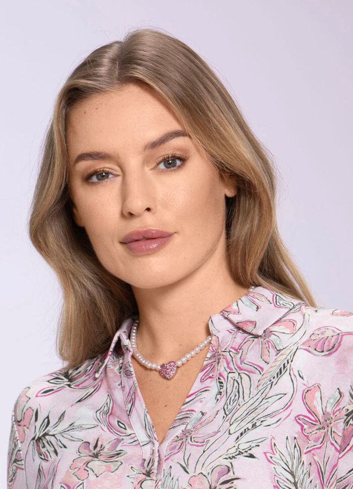 Halskette mit Schmuckperlen und Strassherz 