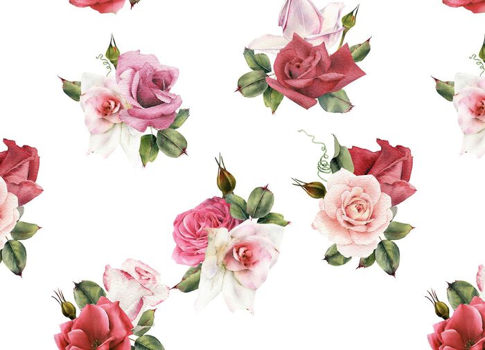 Tagesdecke und Kissenbez&uuml;ge mit Rosen- Motiven 