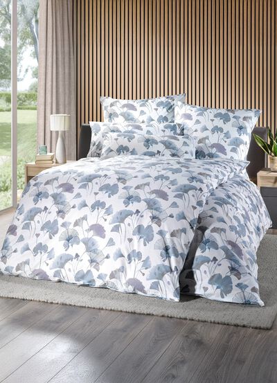 Bettwäsche-Garnitur mit Ginkgo-Blätter-Motiv 