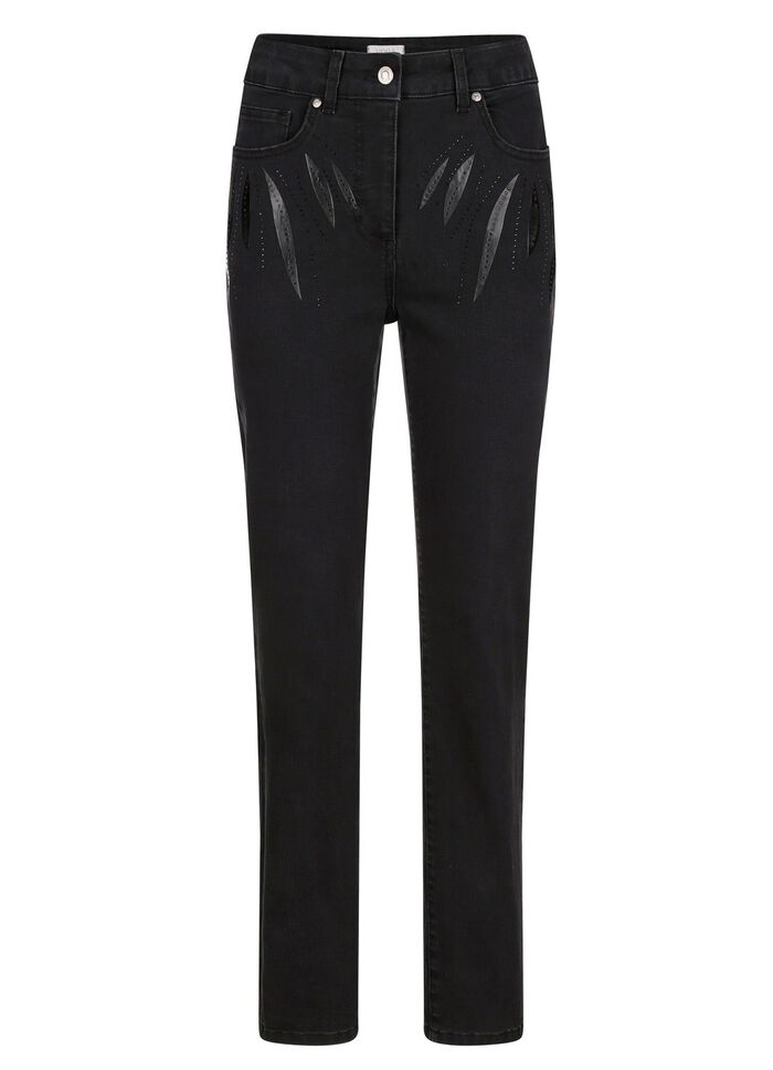 Jeans mit tollen Applikationen und Glitzersteinchen 
