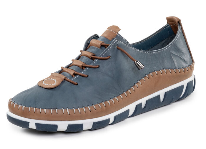 Gemini, leichte Damen-Schnürschuhe, Weite G, mit herausnehmbarem Fußbett JEANS-BRAUN