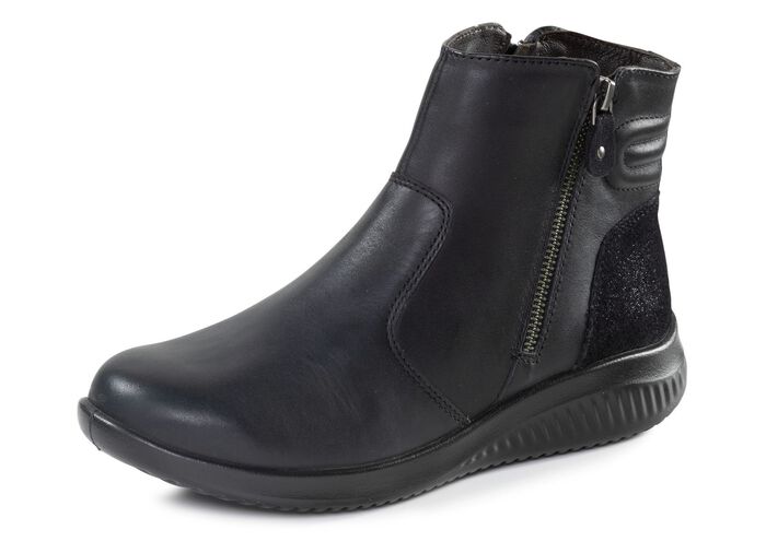Gef&uuml;tterte Damen-Boots, Winterschuhe, Weite K, mit Lammfell SCHWARZ