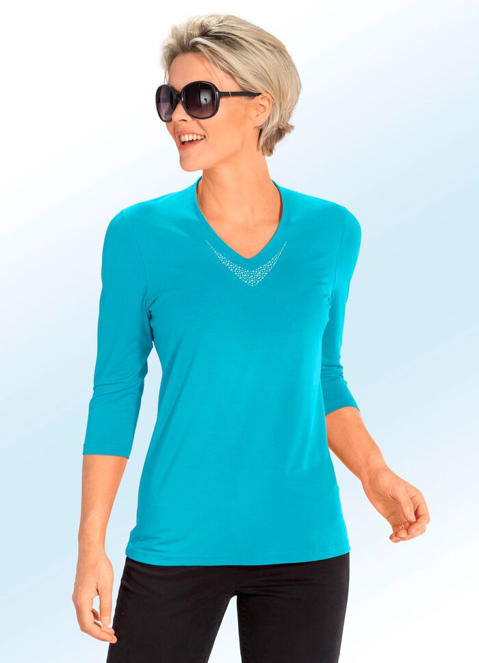 Shirt mit V-Ausschnitt in 5 Farben T&Uuml;RKIS