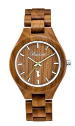 Herrenuhr der Marke Waidzeit, komplett gefertigt aus naturbelassenem Walnussholz 