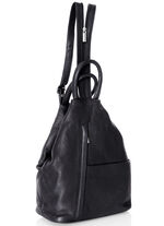 Laurina, Rucksack, Damen, mit zwei durch Reißverschluss teilbare Umhängeriemen SCHWARZ