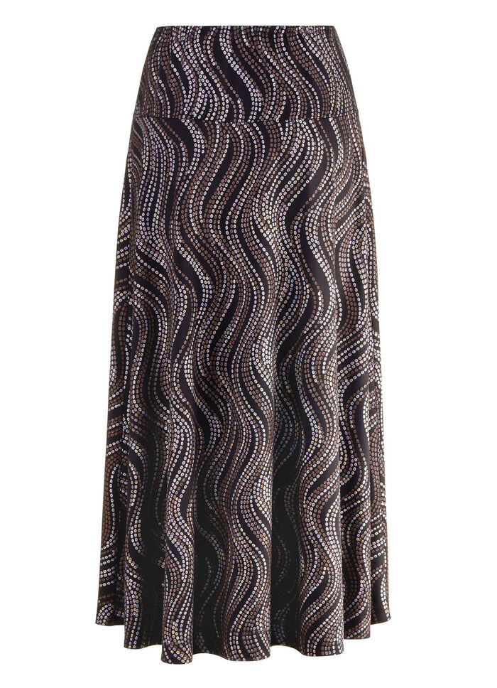 Rock mit edel schimmerndem Glanzdruck SCHWARZ-BRAUN-MULTICOLOR