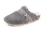 Laurina Pantoffel aus weichem Pl&uuml;sch mit Veloursbesatz GRAU
