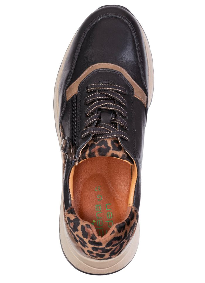 ELENA EDEN, trendige Damen-Sneaker, Weite G, mit herausnehmbarem Fu&szlig;bett SCHWARZ-BRAUN