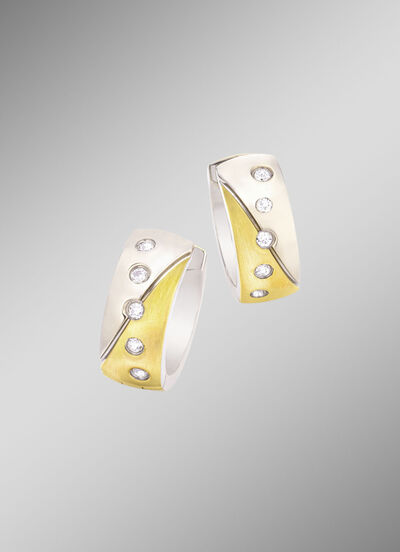 Klappcreolen in Bicolor mit synth. Zirkonia 