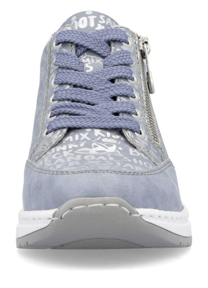 Rieker Schnür-Sneaker aus bedrucktem Synthetikmaterial HELLBLAU-SILBER