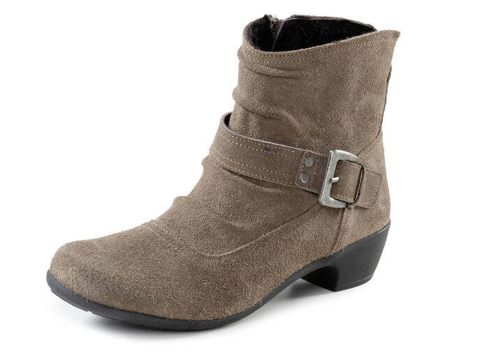 ELENA EDEN Stiefelette mit flotter Raffung und Zier-Schließe TAUPE