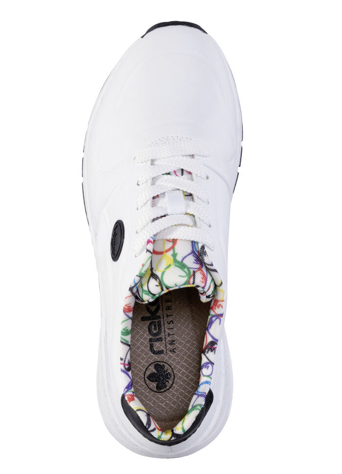 Rieker, stylische Damen-Sneaker, Weite H, mit herausnehmbarem Fußbett WEISS-SCHWARZ