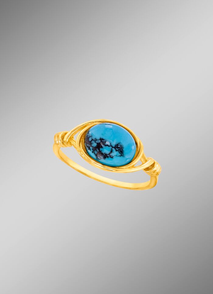 Edle Unikate: Damenring mit T&uuml;rkis, beh., und mit Matrix 