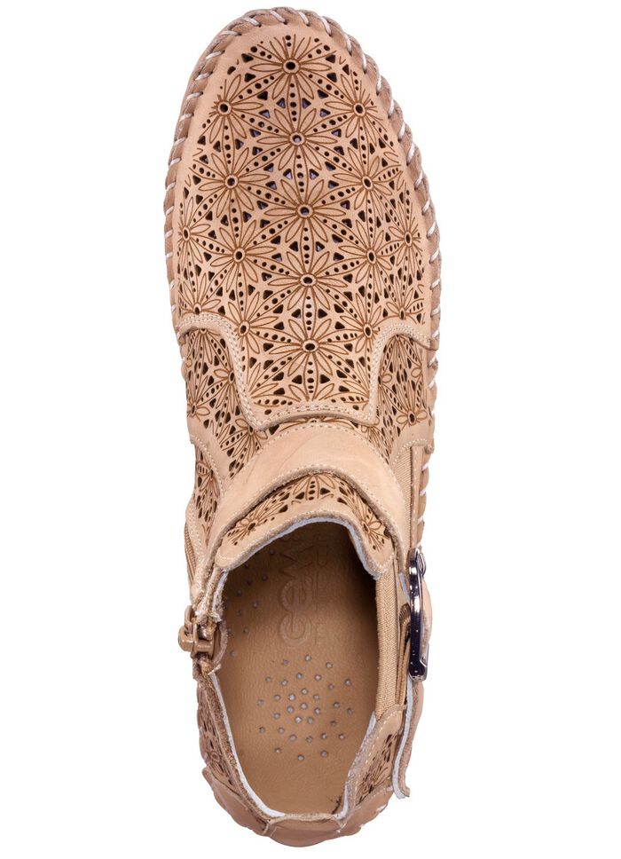 Gemini, sommerliche Damen-Stiefeletten, Weite G, mit herausnehmbarem Fu&szlig;bett TAUPE