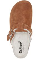 Pantoffel aus weichem Veloursleder COGNAC