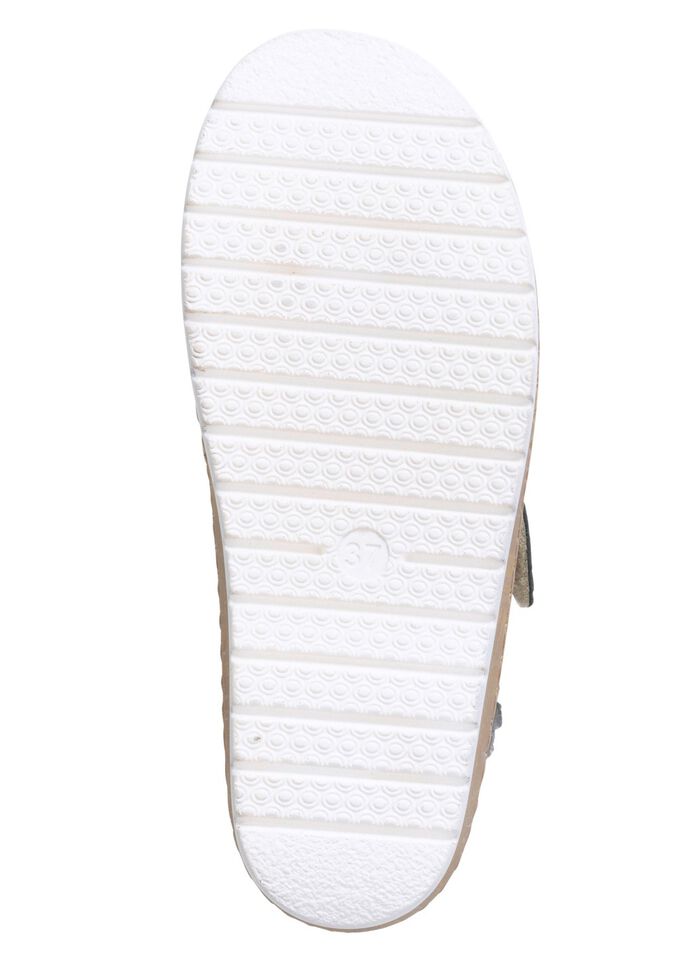 ELENA EDEN, bequeme Damen-Pantoletten, Weite H, mit herausnehmbarem Fu&szlig;bett TAUPE