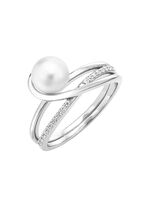 Damenring mit Süßwasser-Zuchtperle und synth. Zirkonia 