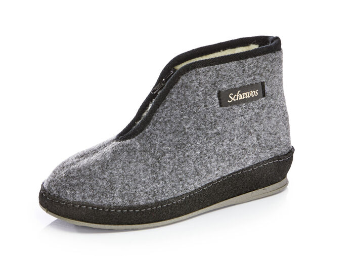 Atmungsaktive Damen-Hausschuhe, mit Reißverschluss GRAU-SCHWARZ